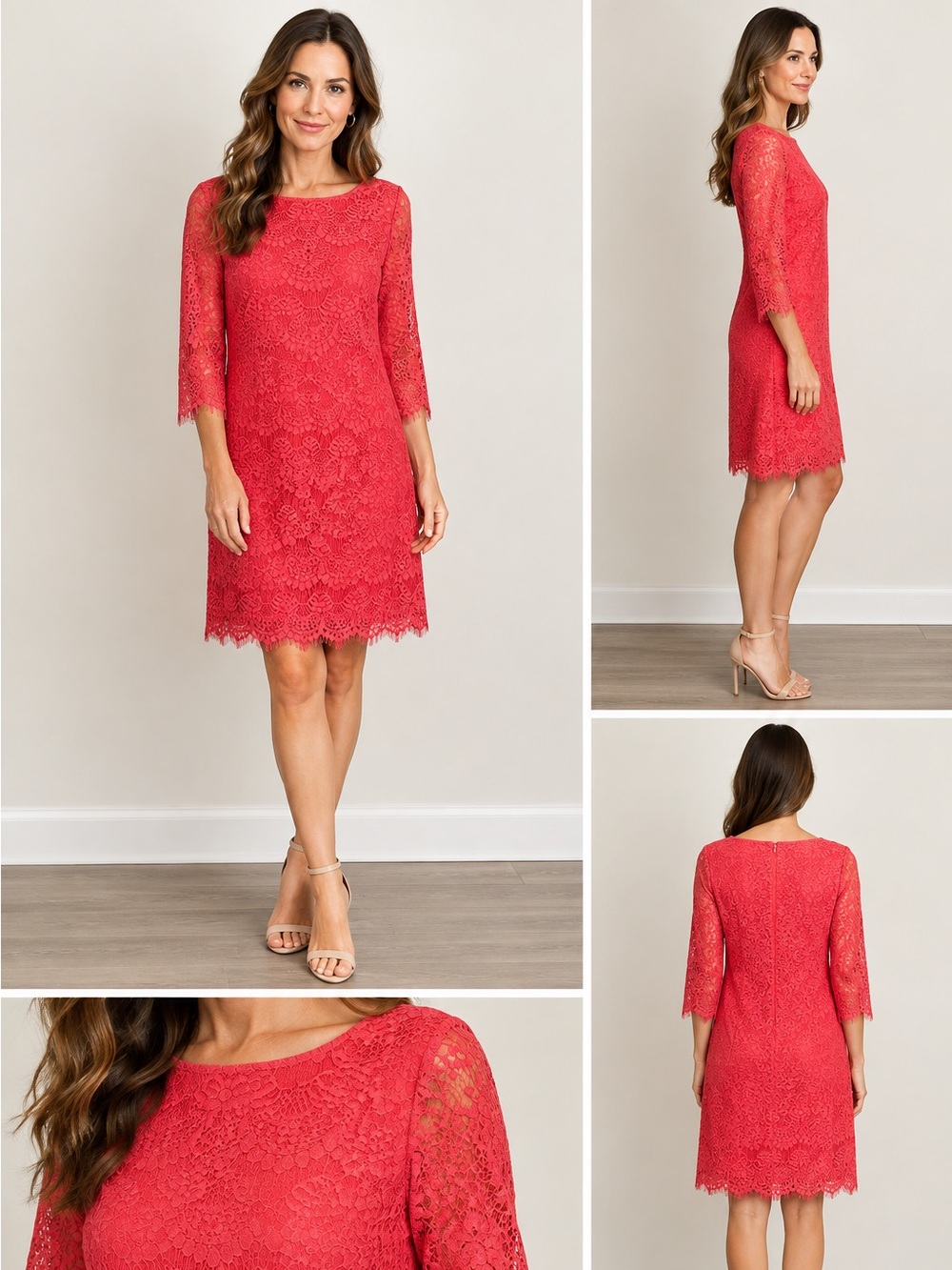 Jessica Howard Coral Lace Shift Dress